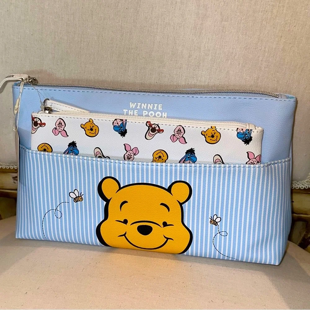 Winnie the Pooh Blue Stripe Cosmetic Pouch Set